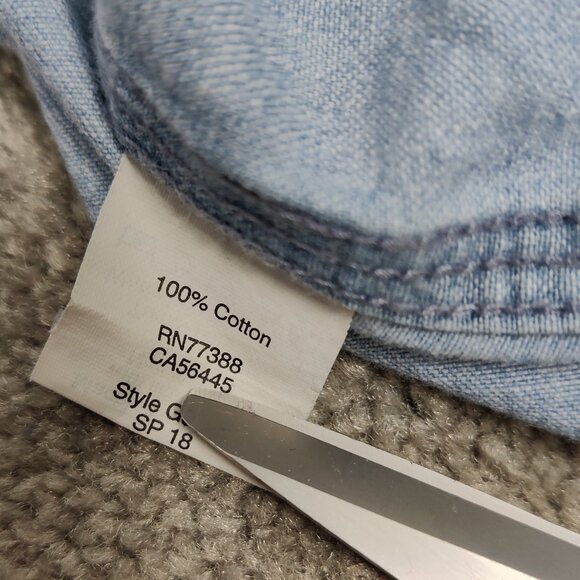 J. Crew Women's Shirt Size L Blue White Stars Cotton Patchwork Western Cowgirl - Picture 7 of 11